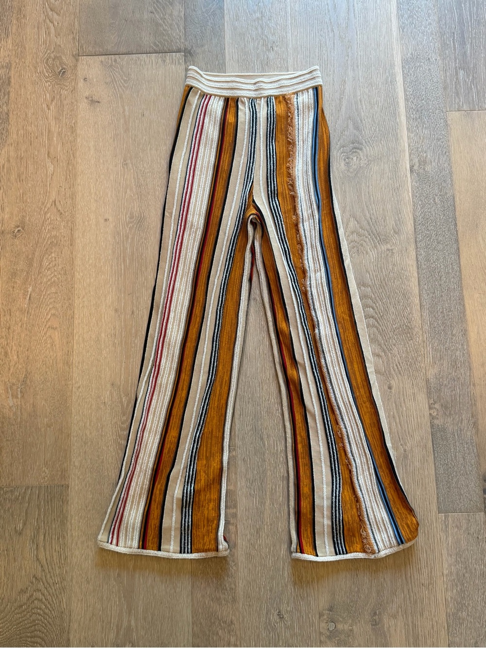 Missoni Multicolor Striped Knit Flare Leggings in Mustard and Cream